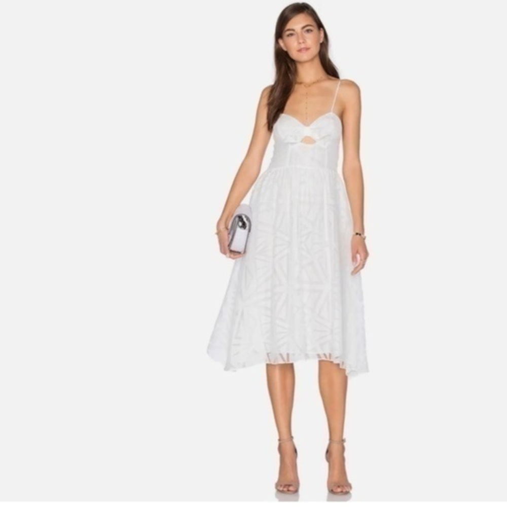 NWT PARKER white cotton blend midi dress